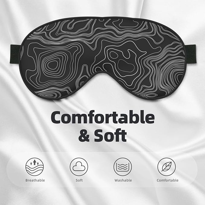 Sleep Eye Mask Topographic Map Sleep Mask for Women Men Comfortable Eye Mask with Adjustable Strap Soft Eye Cover Blindfold for Travel Yoga Nap Shift Work - Bloomnest