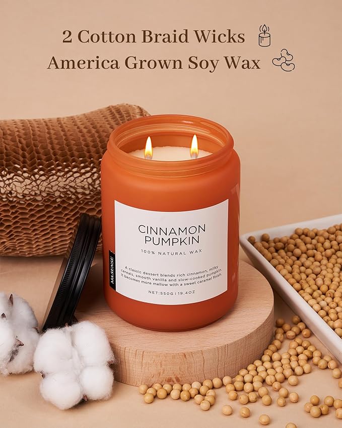 M&SENSE Cinnamon Pumpkin Fall Scented Candles, 19.4oz Soy Natural Candles 110 Hours Long Lasting Slow Burning Autumn Candle Gifts for Thanksgiving - Bloomnest