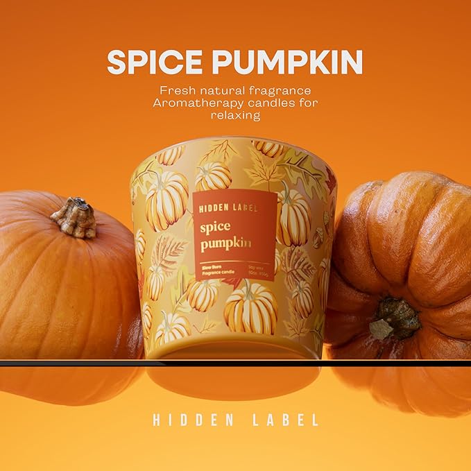 Hidden Label Pumpkin Spice Fall Candles, 3 Wick Large Scented Candle for Home, 30oz Natural Soy Candles for Home Scented,100 Hour Burn Time, Long Lasting Highly Scented Luxury Candle Gift - Bloomnest