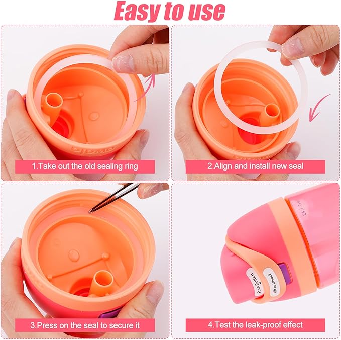 6 Pack Water Bottle Gasket Replacement for Owala FreeSip, Silicone Lid Seal O Ring Sealing Gaskets Replacement Parts Accessories Compatible with Owala Stainless Steel Cup (Clear) PEUTIER