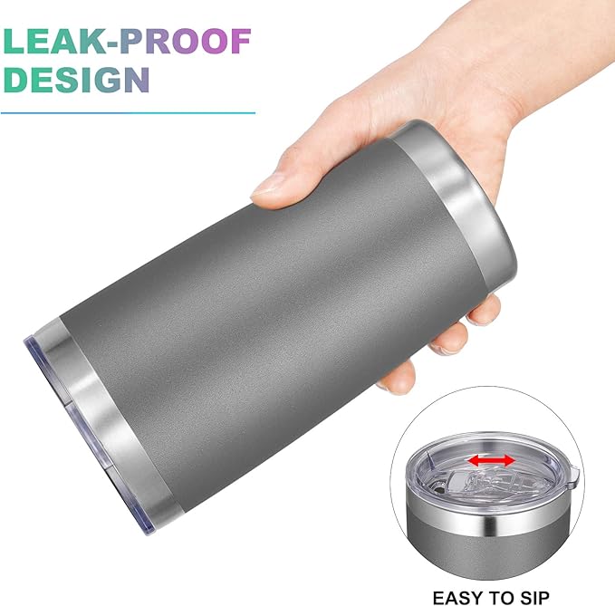 VEGOND 20oz Tumbler with Lid and Straw Stainless Steel Tumbler Cup Vacuum Insulated Double Wall Travel Coffee Mug Powder Coated Coffee Cup(Grey 1 Pack) - Bloomnest