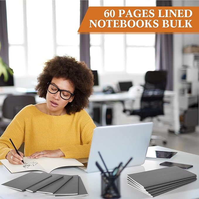 Mimorou 100 Pcs Journals Notebooks Bulk - Kraft Softcover A5 Small Notebooks 5.5 Inch x 8.3 Inch Notepads with 60 Page 30 Sheet for Writing Sketch Travel Office Supplies(Grey,Lined) - Bloomnest