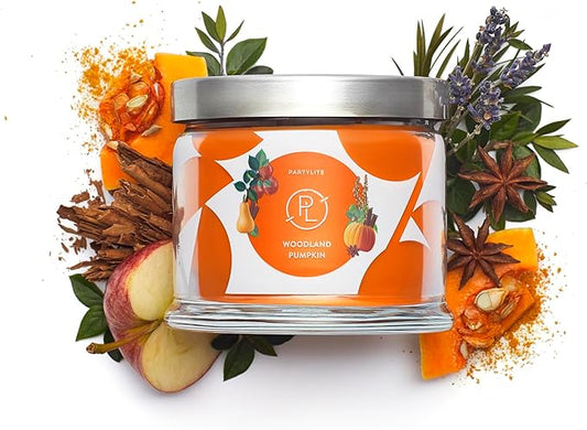 PartyLite Woodland Pumpkin 3-Wick Jar Candle – Autumn Spice & Cinnamon Scent, 25-45 Hours Burn Time, Clean-Burning, Harvest-Inspired Fragrance - Bloomnest