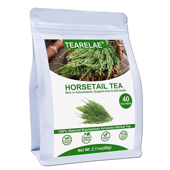 TEARELAE - Premium Horsetail Tea Bags - 1.5g x 40 Count - Natural Dried Horsetail Herb - Cola De Caballo Hierba - Non-GMO - Caffeine-free - Support Nail Health & Hair Growth - Bloomnest