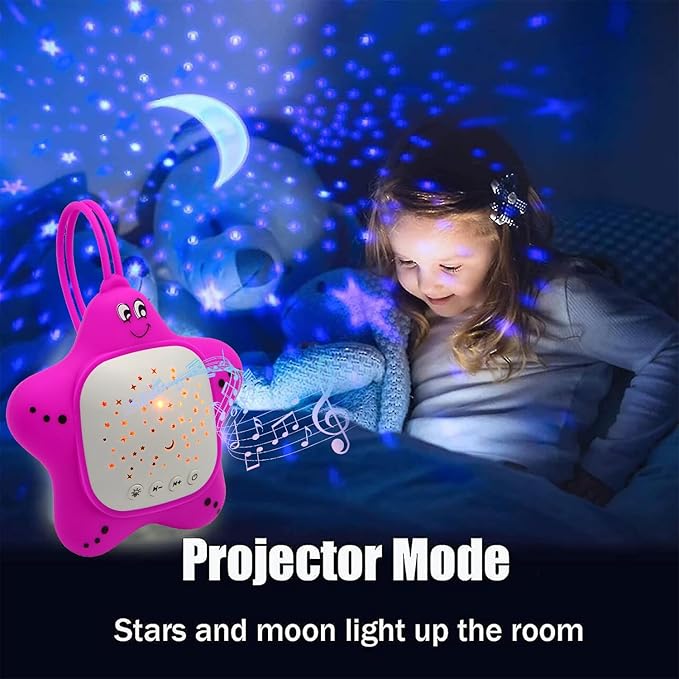 Portable Baby White Noise Sound Machine, Infant Sleeping Music with Projector Star Starry Light, Sleep Sound Music for Baby, Kids