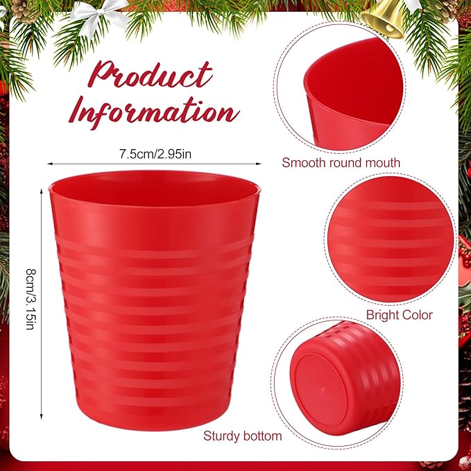 Eccliy 36pcs Kids 8 oz Cups Unbreakable Plastic Stackable Juice Reusable Tumblers Bulk Plastic Drinking Cups for Toddlers Baby Kids, Dishwasher Safe (Xmas Color) - Bloomnest
