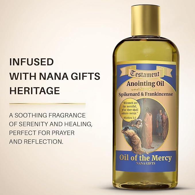 Nana Gifts Testament Anointing Oil, Spikenard and Frankincense, Oil of The Mercy, Excellent Value Large Bottle Size 8.45 fl.oz | 250 ml - Bloomnest