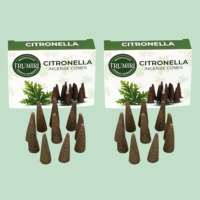 Citronella Incense - Pack of 60 Cones, 6 Packs of 10, Scented TRUMIRI