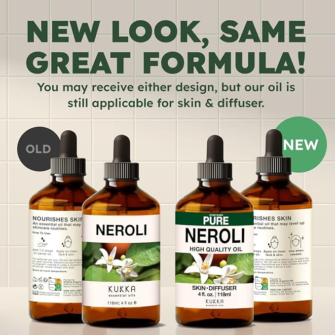 KUKKA Neroli Essential Oils - 4 Fl Oz - for Hair, Skin, Diffuser, Aromatherapy & DIY Soap Making Scent - Bloomnest