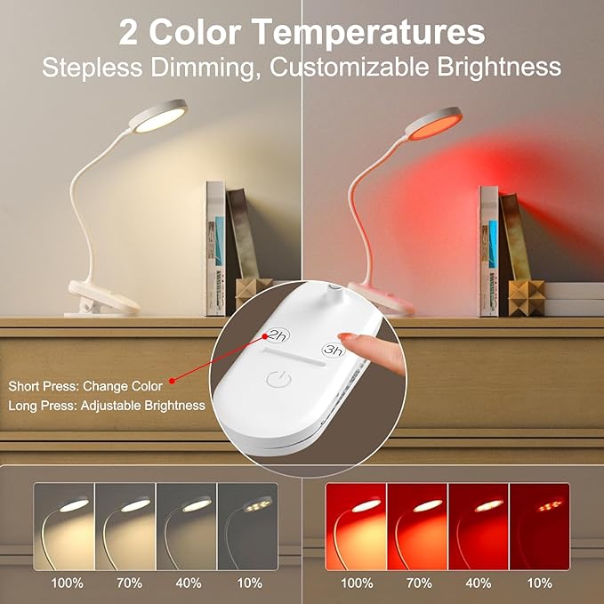 Red Light Therapy 625nm, LED Happy Lamp 4500K, Sleep Aid Lamp Blue Light Blocking Dimmable for Deep Relaxation Travel Meditation and Yoga, Reading (White) - Bloomnest