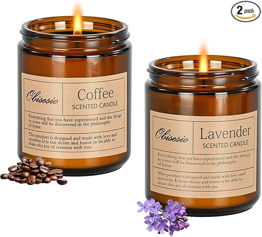 Scented Candles, Candles for Home Scented, 2Pack 14oz Bath and Body Works Candle for Women, Aromatherapy Jar Candle Gift for Home(Coffee & Lavender) - Bloomnest