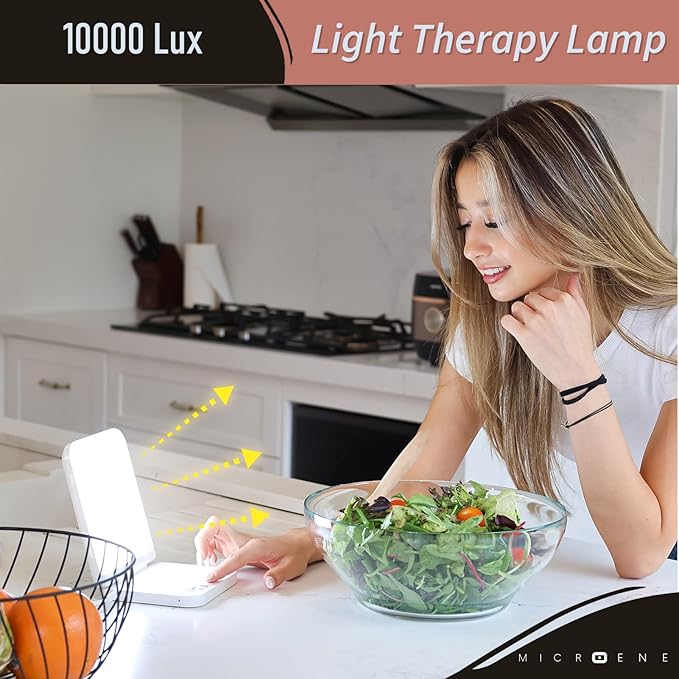 Light Therapy Lamp with Wireless Phone Charger Pad, 2 in 1, 10,000 Lux Bright White UV-Free LED, Anti-Glare, 5 Adjustable Brightness, Sunlight Lamp with Timer, Energy Booster - Bloomnest