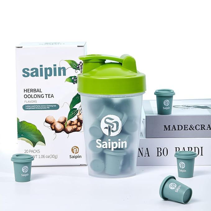 SAIPIN Lotus Green Tea Pods Variety Pack with Sports Cup,20 Pack 100% Organic Lotus Green Tea-Non-GMO，Gluten Free, Dairy Free, Sugar Free,Poria Tea - Bloomnest