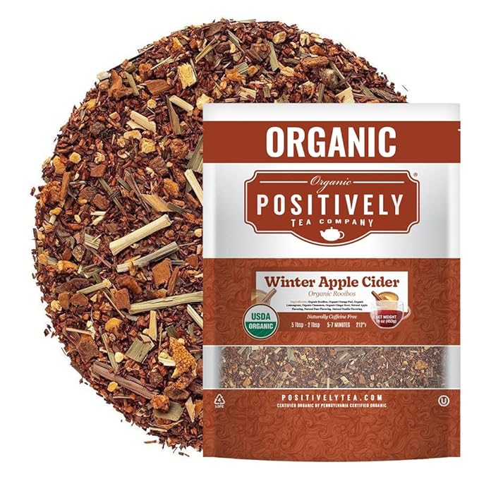 Organic Positively Tea Company, Winter Apple Cider Rooibos Tea, Loose Leaf, 16 Ounce - Bloomnest