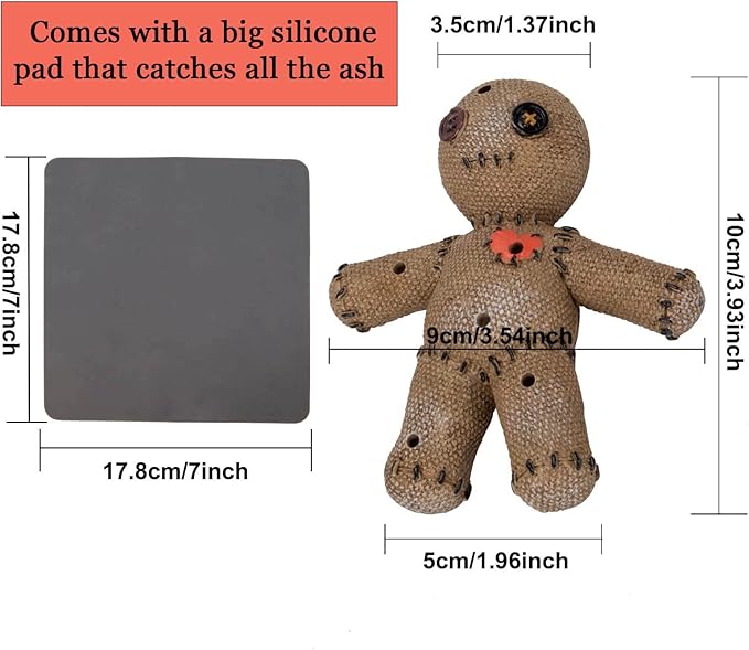 Voodoo Doll Incense Holder for Sticks with Ash Catcher, Unique Incense Burner for Praying Desktop Resin Ornament for Yoga Room, Ornament Handmade Craft for Home Decoration - Bloomnest