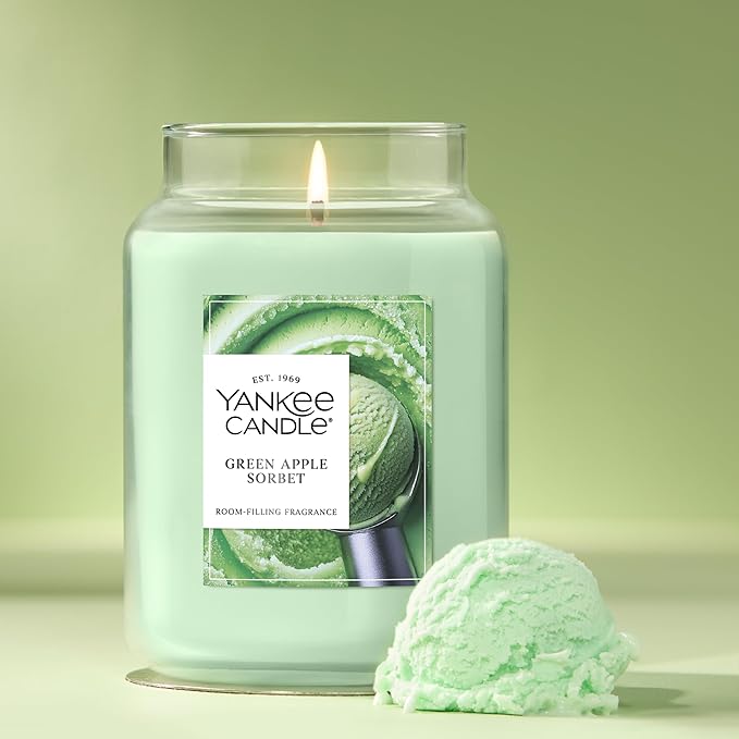 Yankee Candle Green Apple Sorbet Scented Candle, 22oz Large Jar with up to 150 Hour Burn Time, Giftable - Bloomnest