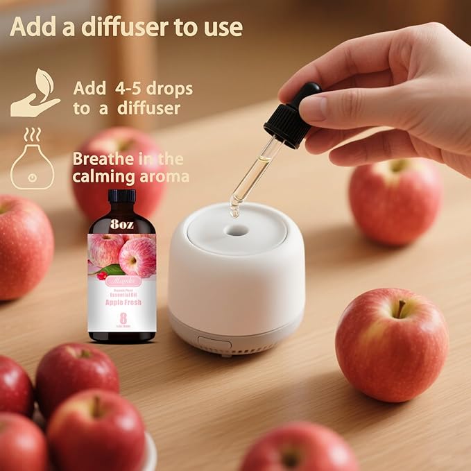 Apple Fragrance Oil-Apple Essential Oil 8.33oz (250ml)-100% Pure Natural Scent for Diffusers, Candles, Soap Making & Aromatherapy-Relaxing Home & Gift Essential Oil for Bath, Massage - Bloomnest