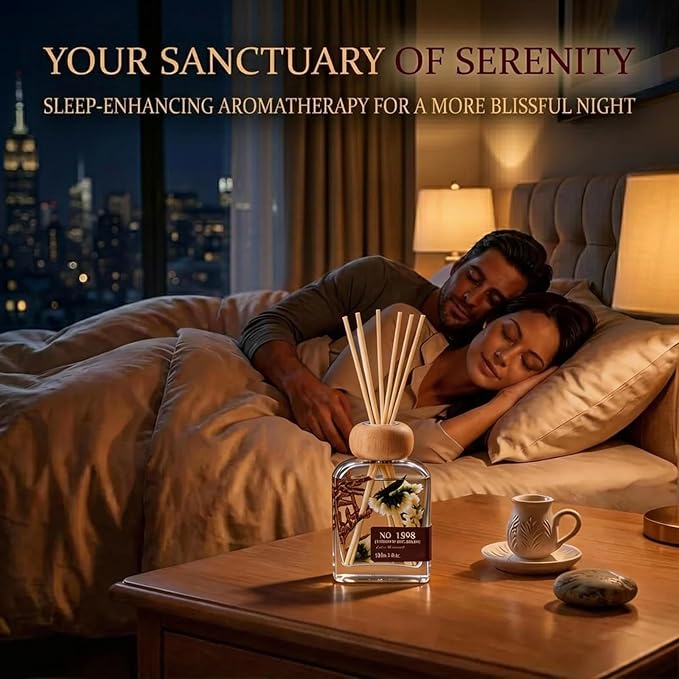 Luxury Hotel Scent Reed Diffuser 100ml (3.38oz) | No.1898 Hotel Collection Diffuser Oil Inspired by Ritz Carlton | Home, Bathroom & Office Decor | Long-Lasting Room Freshener Gift Set - Bloomnest