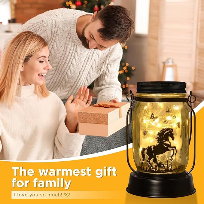 Horse Gifts for Women/Men Horse Lovers Solar Lantern Mom Birthday, Mothers Day, Christmas Gifts, Solar Garden Decoration Outside for Yard, Patio,Backyard,Porch - Bloomnest