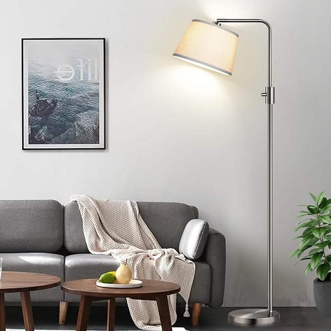 Nintiue 【Upgraded】 Dimmable Floor Lamp, 1000 Lumens LED Edison Bulb Included, Brushed Nickel Arc Floor Lamps for Living Room Modern Standing Lamp Tall Lamps for Living Room Bedroom - Bloomnest