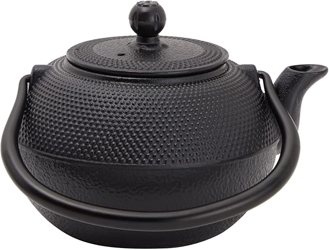 Juvale Cast Iron Teapot - 1200 mL, Black, 2 Cups - Japanese Tea Set with Stainless Steel Infuser & Stovetop Kettle for Loose Leaf Tea