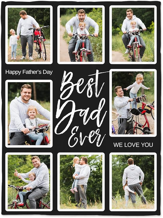 Custom Blankets with Photo, Personalized Photo Blankets Fathers Day Personalized Gifts for Dad from Daughter Son Customized Blanket with Picture - Bloomnest