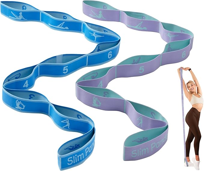 Slim Panda Stretch Strap, Dance Stretch Bands Flexibility, Elastic Yoga Stretching Strap with 9 Loops for Physical Therapy, Pilates, Yoga, Ballet, Gymnastics Stretching Bands for Exercise - Bloomnest