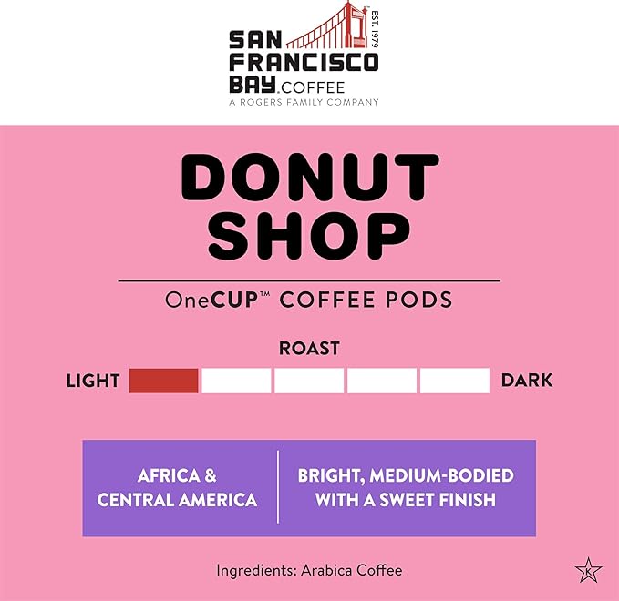 San Francisco Bay Compostable Coffee Pods - Donut Shop (80 Ct) K Cup Compatible including Keurig 2.0, Light Roast - Bloomnest