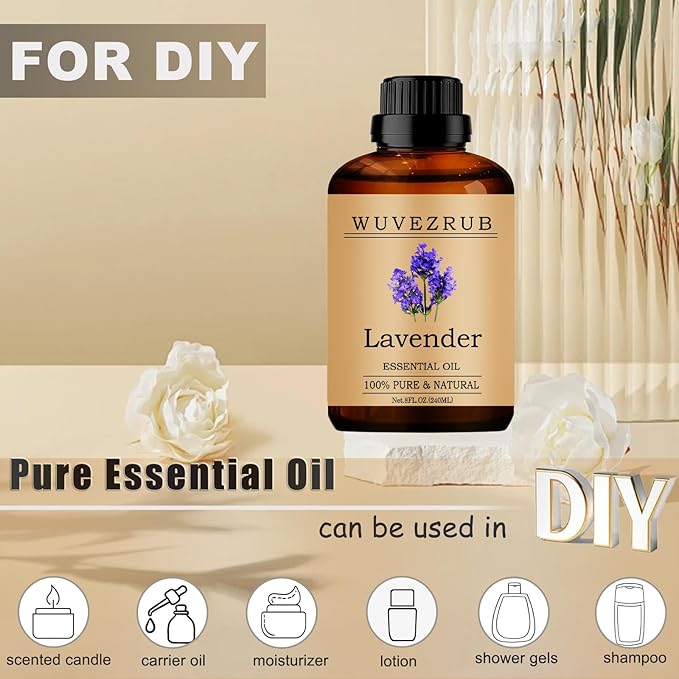 Lavender Essential Oils, 240ML Pure and Natural Essential Oil for Aromatherapy Diffuser - Lavender /8 Fl Oz - Bloomnest