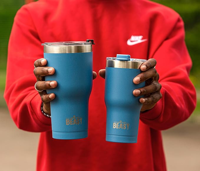 Beast 20 oz Tumbler Stainless Steel Vacuum Insulated Coffee Ice Cup Double Wall Travel Flask (Stormy Sky Blue) - Bloomnest