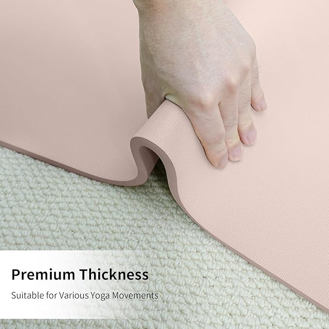 HAHE Yoga Mat Thick (8MM,1/3"), Eco-Friendly POE Non Slip Yoga Mat, High Rebound & Shock Absorption, Anti-Tear & Sweat-Resistant for Yoga, Fitness, Home, Workouts, Large Pilates Mats 72"x24" with Carrying Strap - Bloomnest