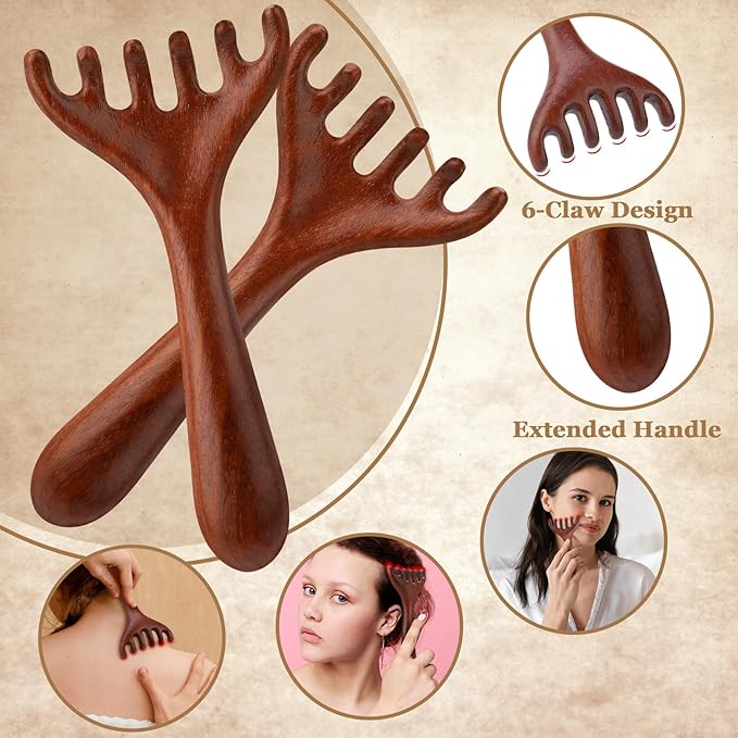 ProSuites 3 Pack Scalp Massager Hair Growth,Wooden Gua Sha Head Massage Tool for Hair Growth, Soothing and Relaxing ProSuites