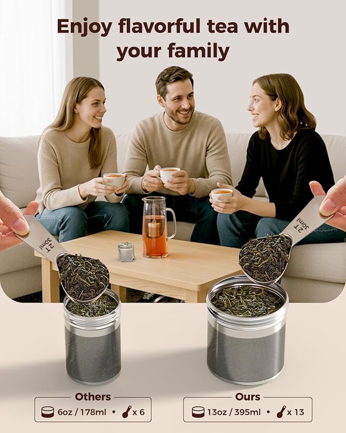 Reinmoson 2 Pack Large Tea Ball Infuser for Loose Leaf Tea & Spice Ball for Cooking Soup, 304 Stainless Steel, Threaded Lid, Chain Hook, Extra Fine Mesh Tea Strainer Ball for Herb, Iced Tea