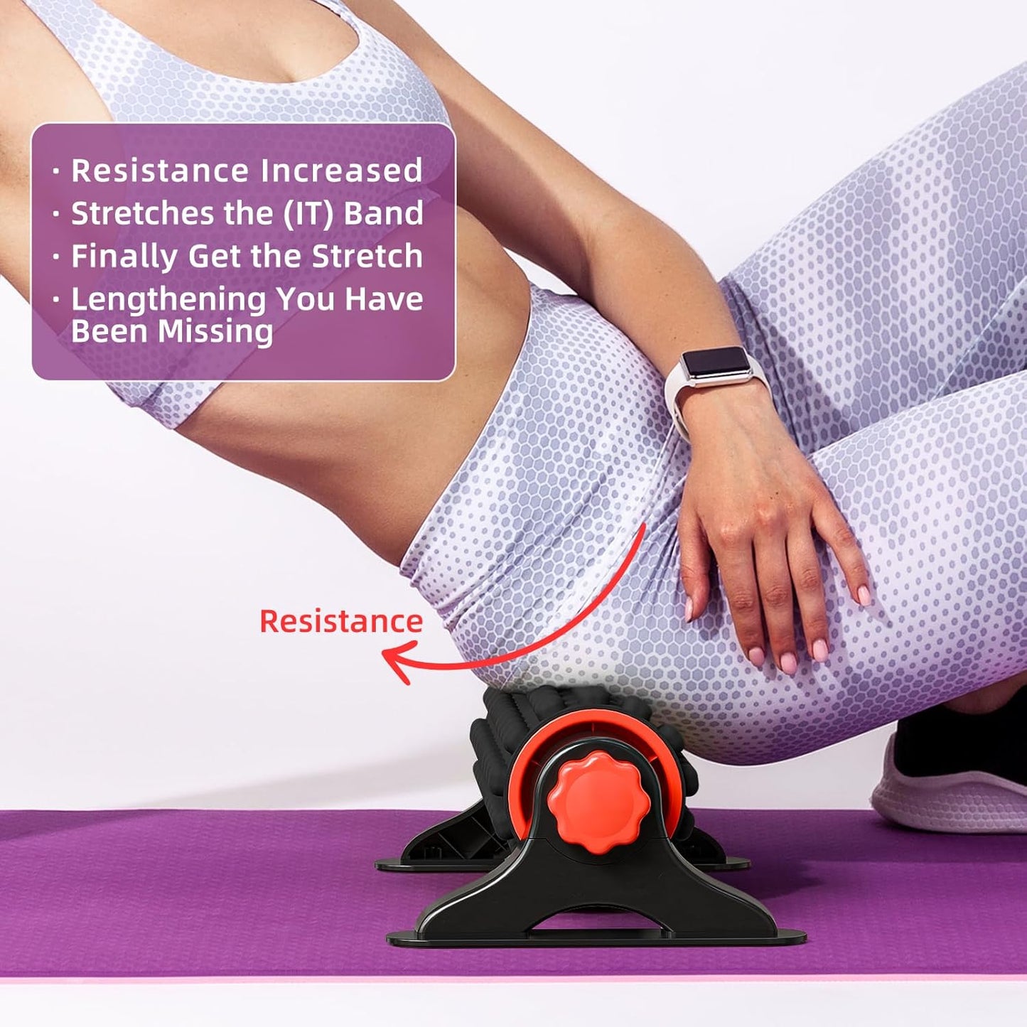 XL IT Band Firm Foam Roller with Resistance Holder - 17 inches - Exercise Roller for IT Band Issues, Deep Tissue Muscle Massage, Muscle and Back Roller for Fitness, Gym Equipment (Black)