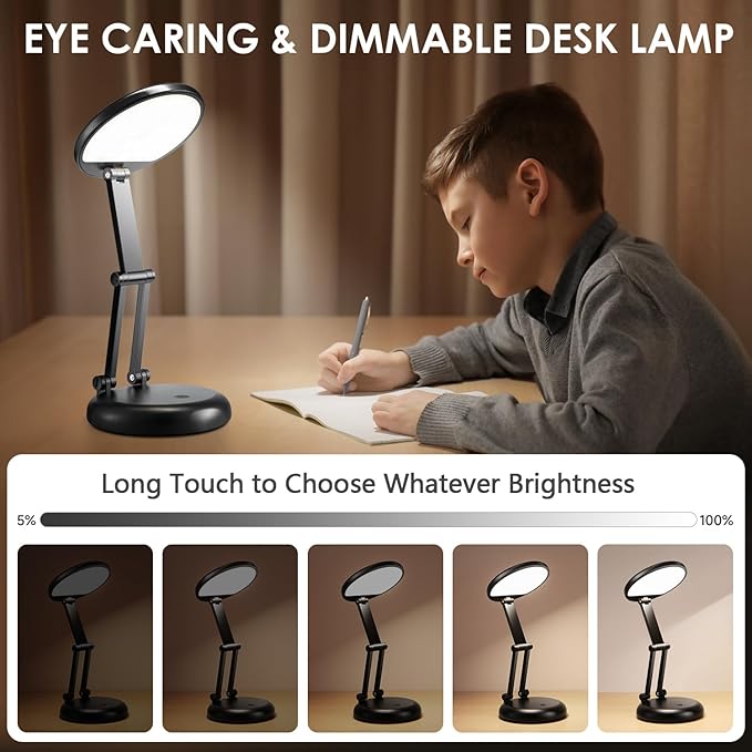 Desk Lamps for Home Office Rechargeable 3600mAh, Foldable+Portable Cordless Desk Light Small Table Lamp,Dimmable+9 Brightness Small Table Lamp Desk Light Table, LED Desk Lamps for Home Office - Bloomnest