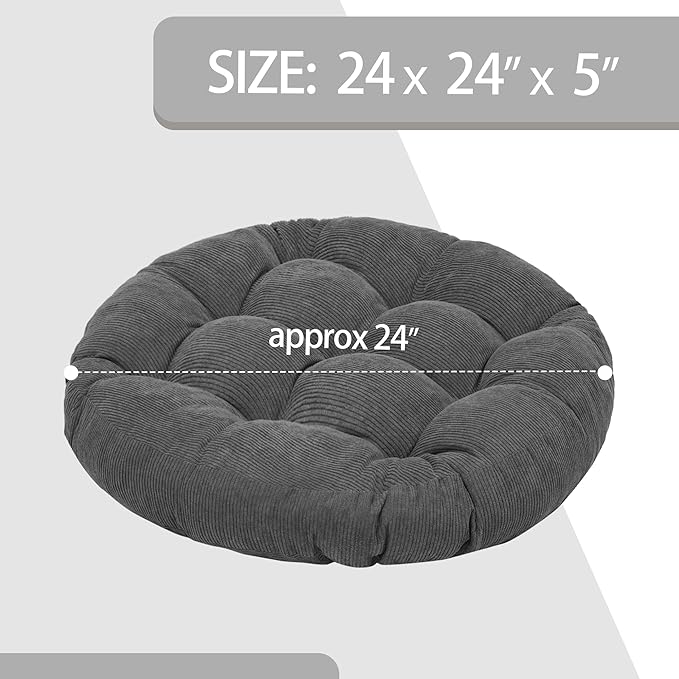 Floor Cushions for Adults Floor Pillows for Sitting Large Round Tufted Meditation Pillows Memory Foam 2 Pcs, 24" x 24", Dark Grey - Bloomnest