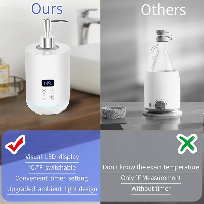 Yofuly Massage Oil Warmer Heater, Ambient Light Body Lotion Heated Machine with Two Dispenser Bottles, Professional Massage Therapy Kit with Gua Sha and Facial Roller, White - Bloomnest