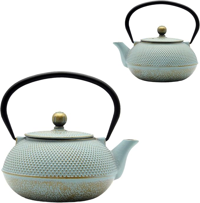 30.4oz Small Cast Iron Teapot, Tea Kettle for Stovetop Safe, Tea Pot with Stainless Steel Infuser for Loose Tea, Japanese Tetsubin Coated with Enameled Interior(900ml) - Bloomnest