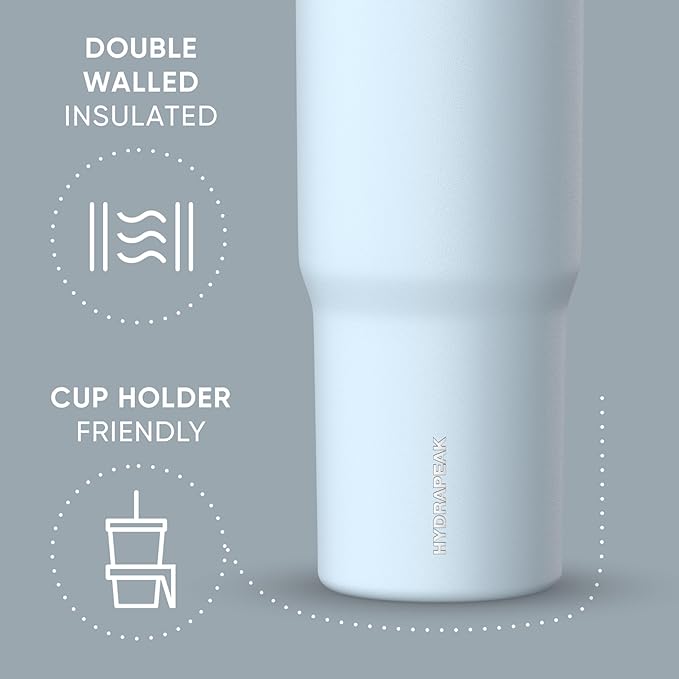 Hydrapeak Nomad 32 oz Tumbler with Handle and Straw Lid, Leakproof, Double Insulated, 32oz Cup, Stainless Steel (Powder Blue) - Bloomnest