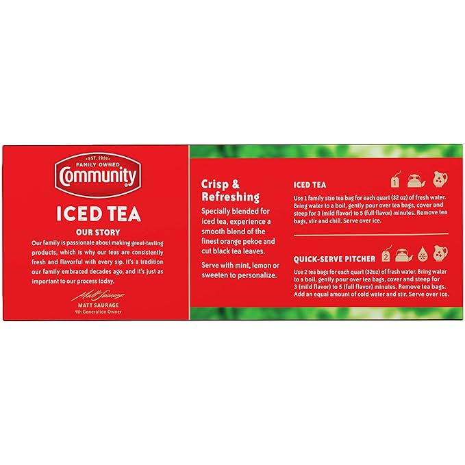 Community Coffee Decaf Tea, 24 Family Size Tea Bags (Pack of 1) - Bloomnest