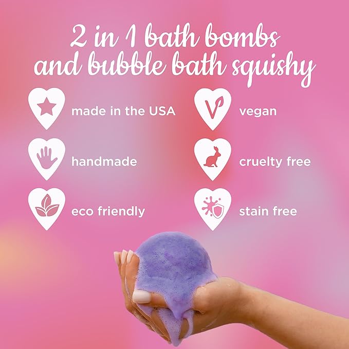 Princess Bath Bombs for Girls with Surprise Toys Inside (1 Pack) – Large Fizzy Bubble Bath Bomb for Kids - Princess, Mermaid, Fairytale Bath Toys – Fruity Scent, Skin-Safe, Made in USA by Two Sisters - Bloomnest