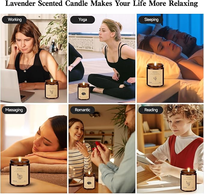 4 Pack Scented Candles for Home, 36 Oz 200 Hours Burn, Luxury Amber Jar Natural Soy Candles, Aromatherapy Candles Set, Candles Gift for Women Men Birthday Thanksgiving Christmas, Spa, Sleep,Yoga,Read - Bloomnest
