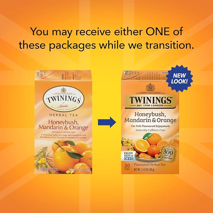 Twinings of London Honeybush, Mandarin, and Orange Herbal Tea Bags, 20 Count - Bloomnest