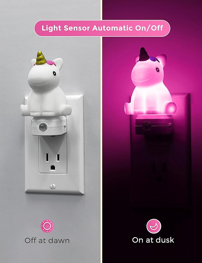 L LOHAS LED Plug-in Night Light for Kids, Cute Color Changing LED Night Light with Dusk to Dawn Sensor, Christmas, Birthday Gift Nightlight for Girls & Kids, Room Decor - Bloomnest