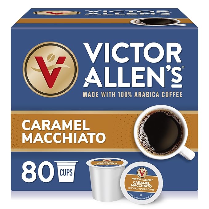 Victor Allen's Coffee Caramel Macchiato Flavored, 80 Count, Medium Roast, Single Serve Coffee Pods for Keurig K-Cup Brewers - Bloomnest