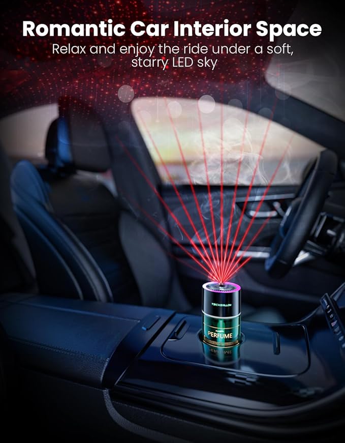 Smart Car Air Freshener, Car Diffuser With Star Light & 120ml Perfume, 4 Scent Modes, Auto On/Off, Rechargeable, Long Lasting Car Air Freshener for Cars, Homes, Offices, Bedrooms-Ocean - Bloomnest