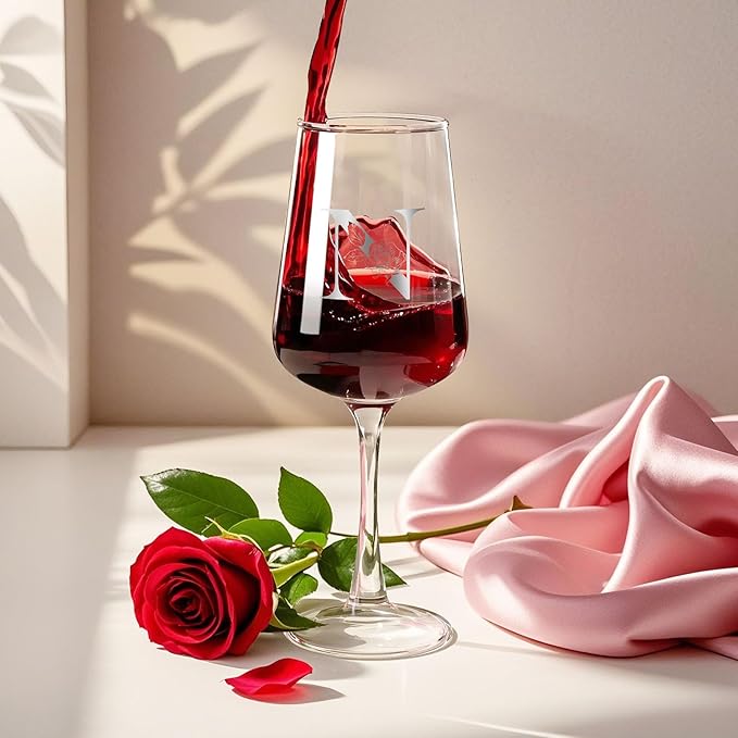 Valentines Day Gifts for Her Women - Personalized Initial Wine Glasses Custom Gift, Galentines Gift Christmas Mothers Day Birthday Gifts for Women Her Mom Wife Best Friend Sister (N) - Bloomnest