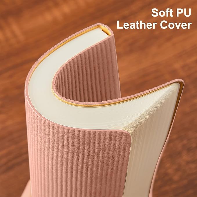 Lined Journal Notebook for Work College Ruled Note Book 5.79"x8.27" A5 PU Leather Daily Journaling 216 Pages for Women Men Writing Home School Supplies Business (Pink) - Bloomnest