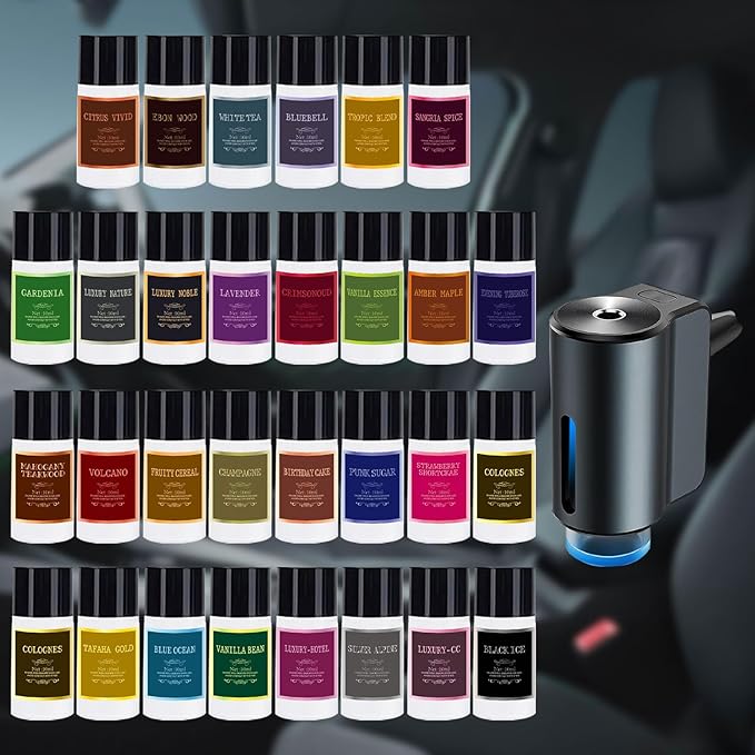Car Air Freshener Refill Cologne Aromatherapy Oil 30 PCS, Essential Oils Mixed Fragrance Set for Car Diffusers (No Diffuser Included) - Bloomnest