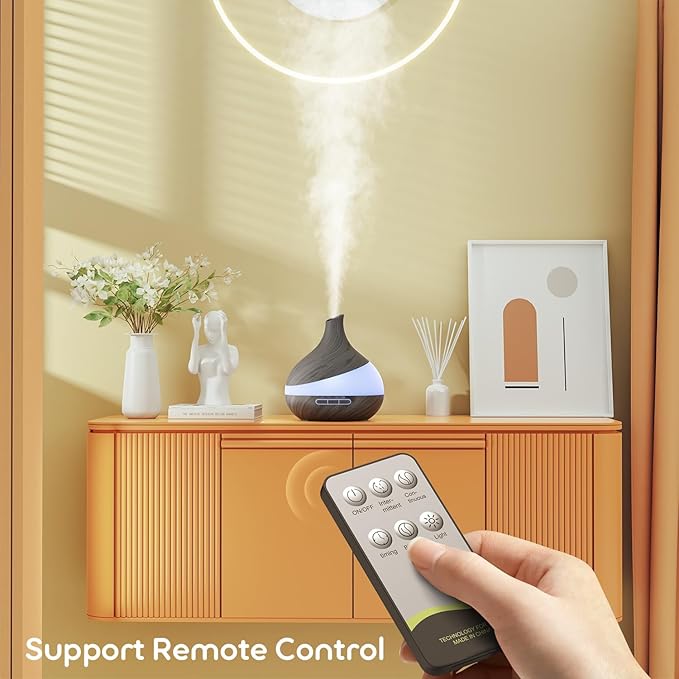 500ML Essential Oil Diffuser: Aroma Diffuser with Remote Control for Hotel Spa Yoga Room - Humidifiers for Bedroom with 14 Colors LED Night Light for Kids/Women Home Relaxation - Bloomnest